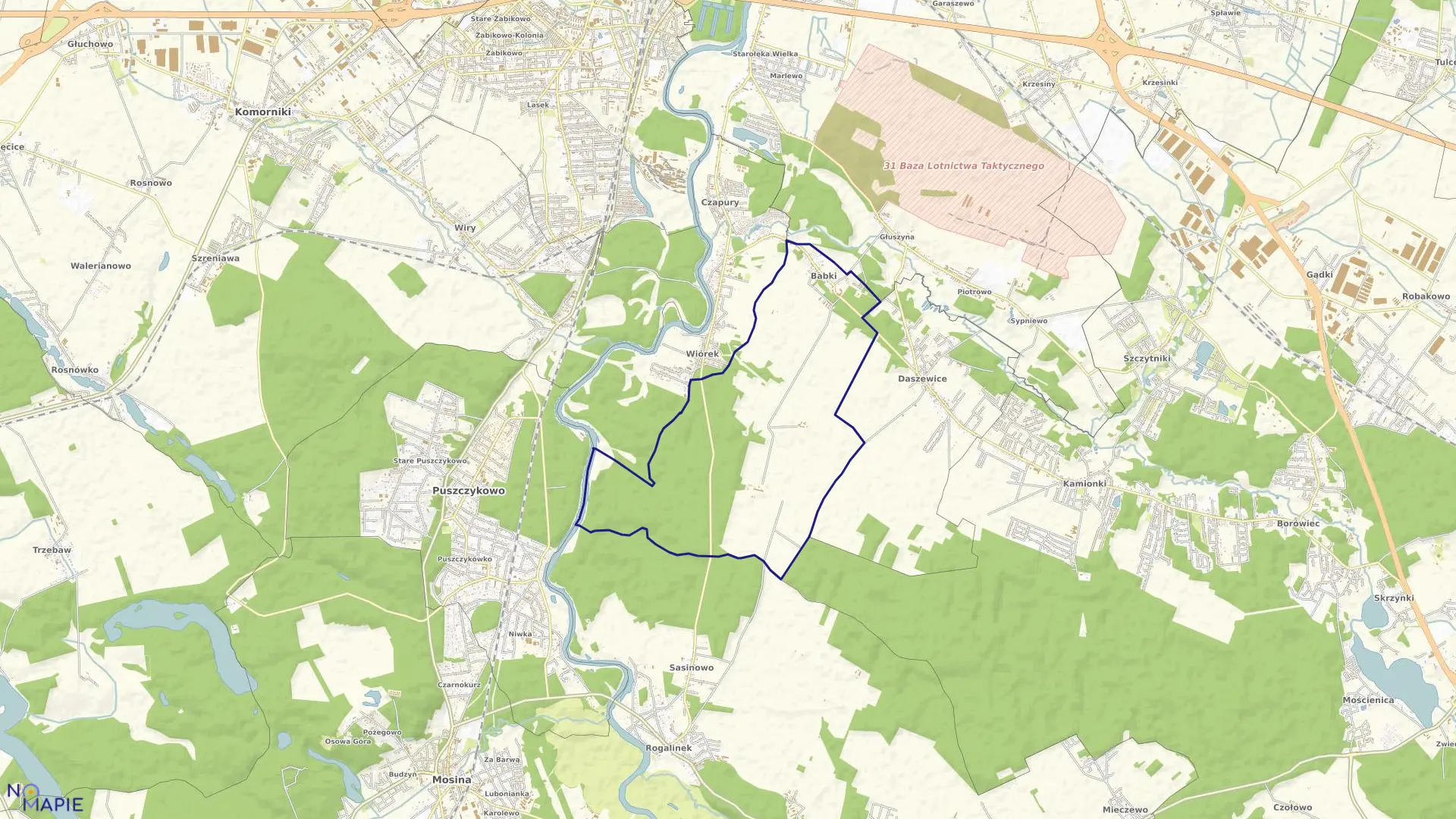 Mapa obrębu BABKI w gminie Mosina