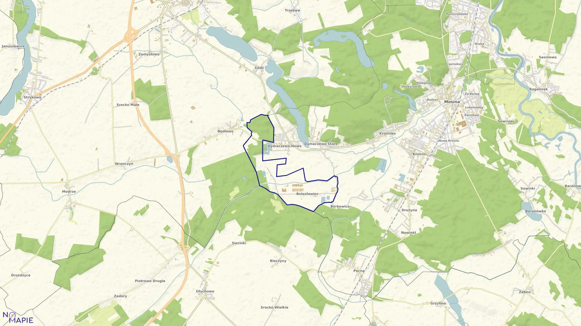 Mapa obrębu BOLESŁAWIEC w gminie Mosina