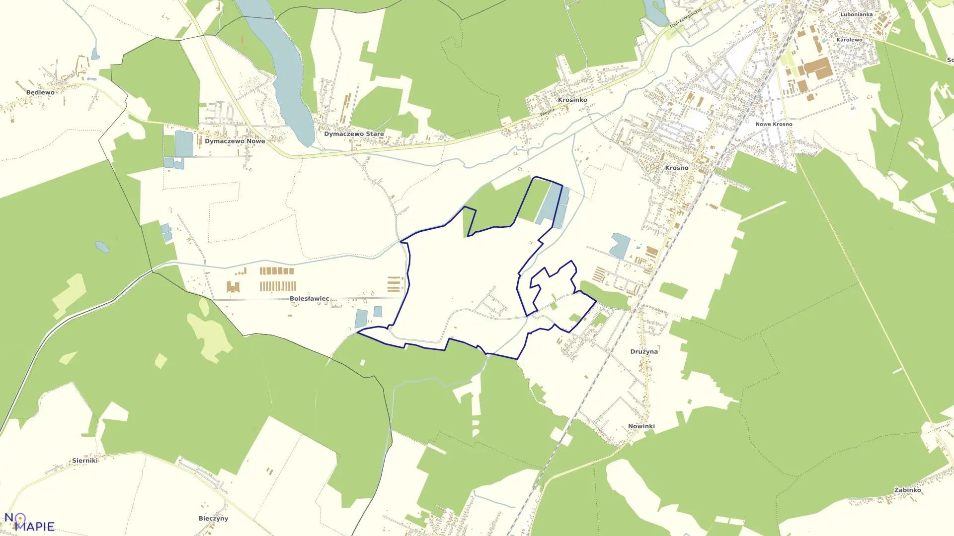 Mapa obrębu BORKOWICE w gminie Mosina