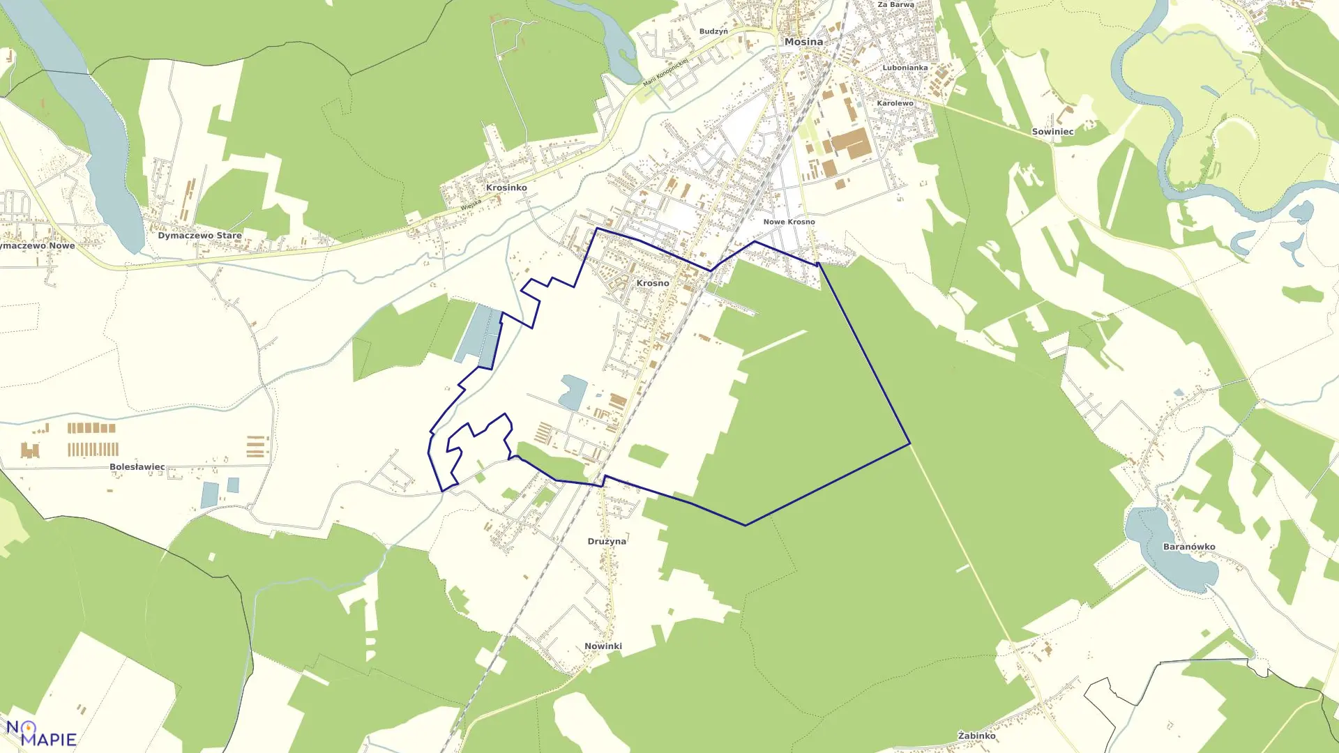 Mapa obrębu KROSNO w gminie Mosina