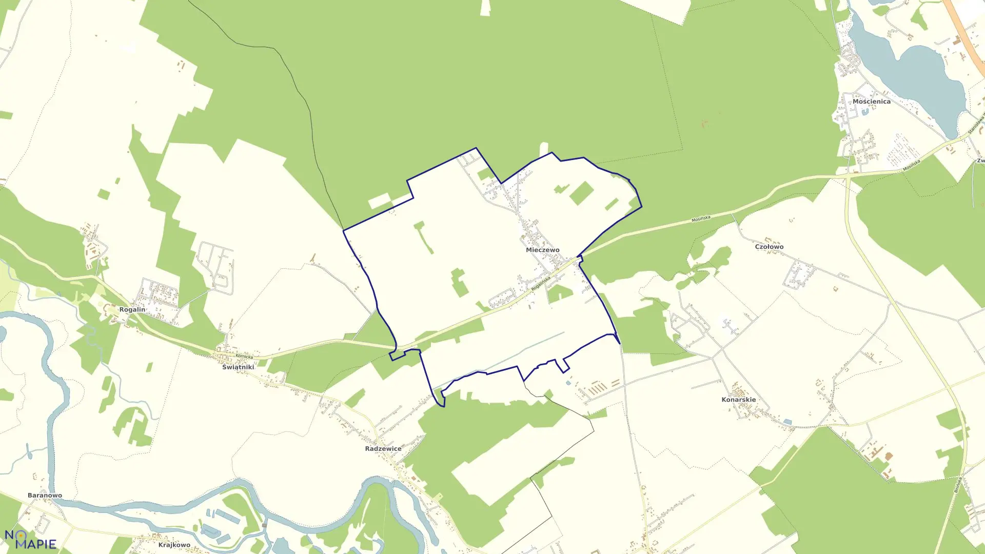 Mapa obrębu MIECZEWO w gminie Mosina