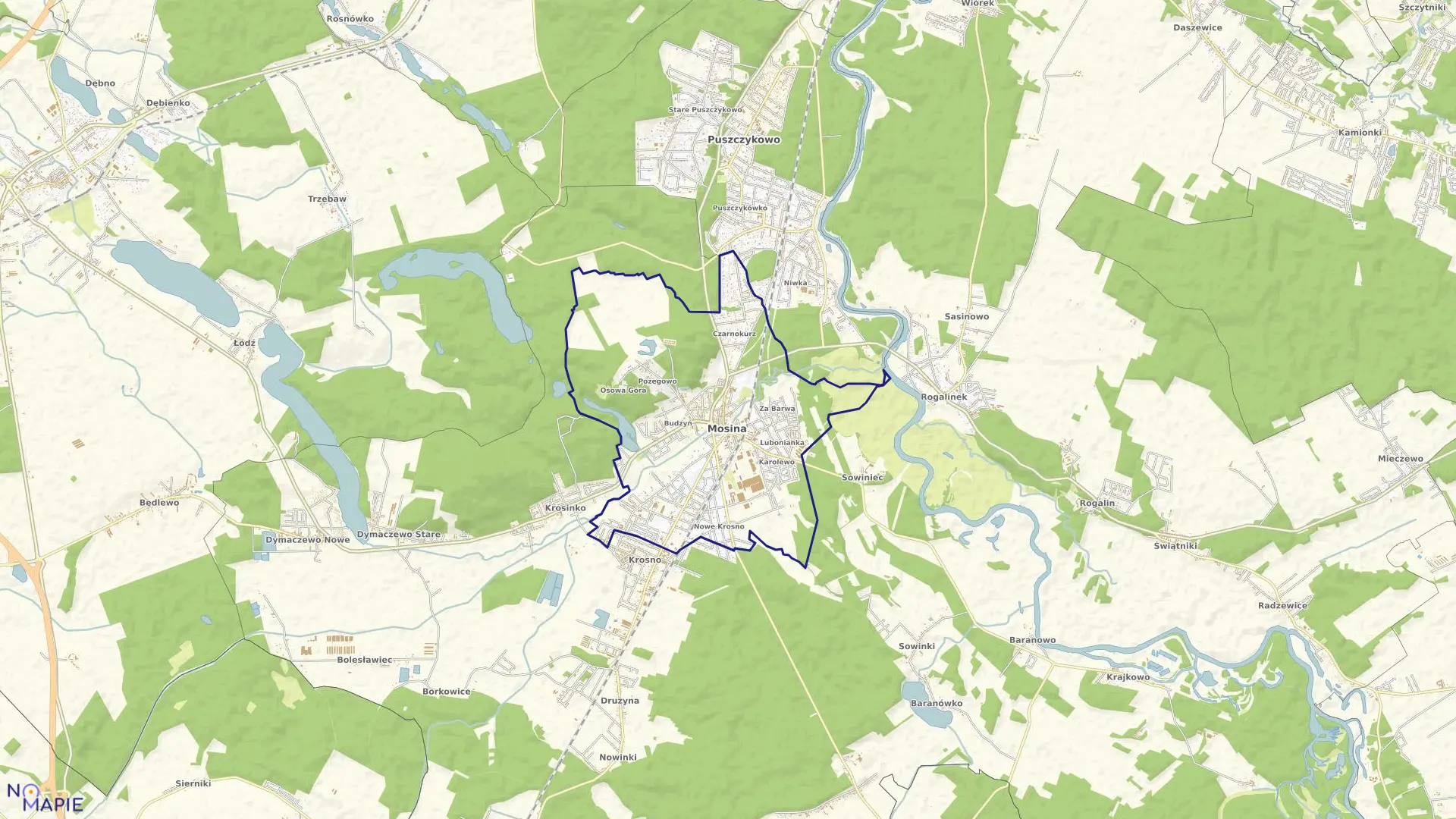 Mapa obrębu MOSINA w gminie Mosina
