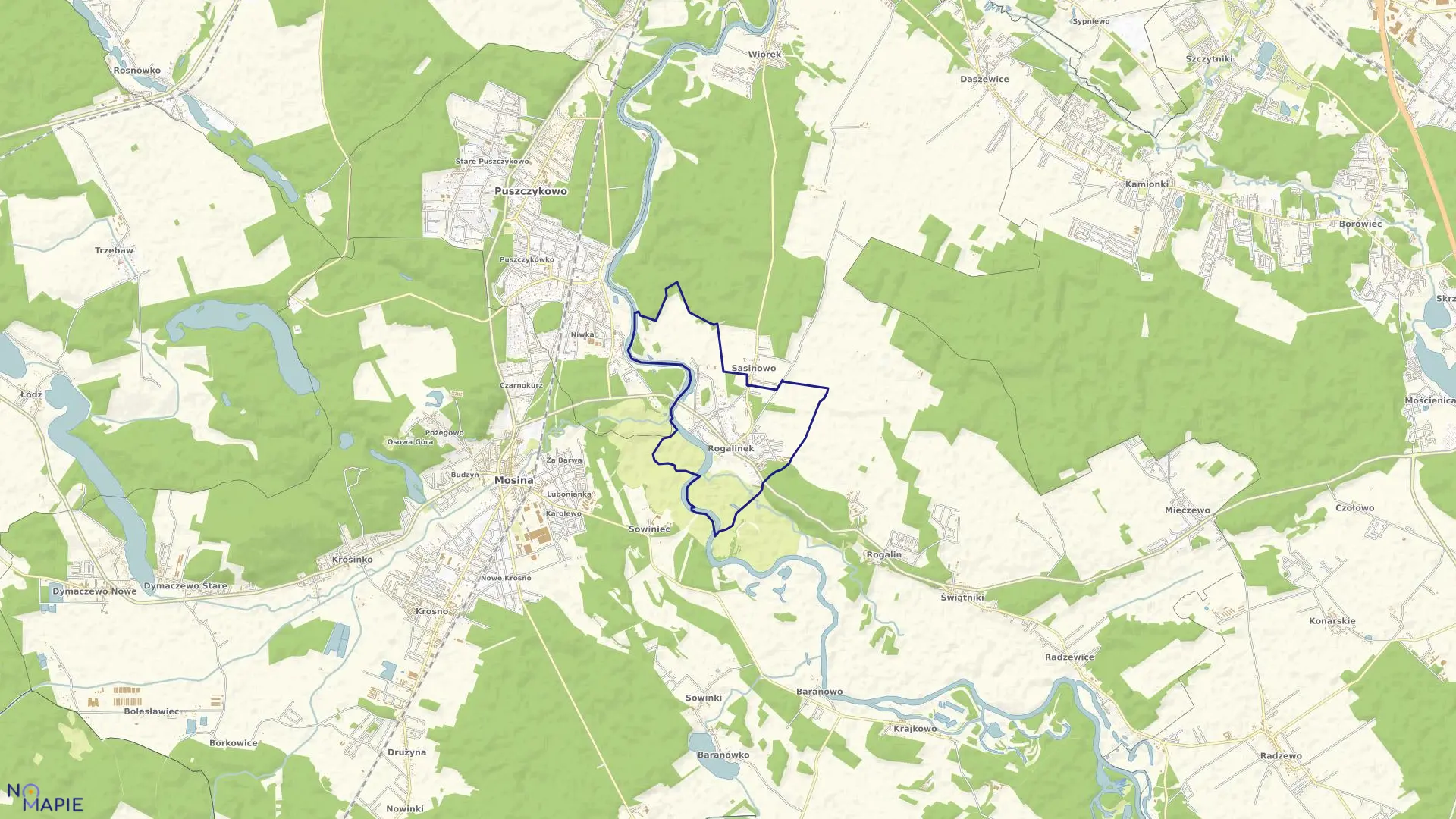 Mapa obrębu ROGALINEK w gminie Mosina