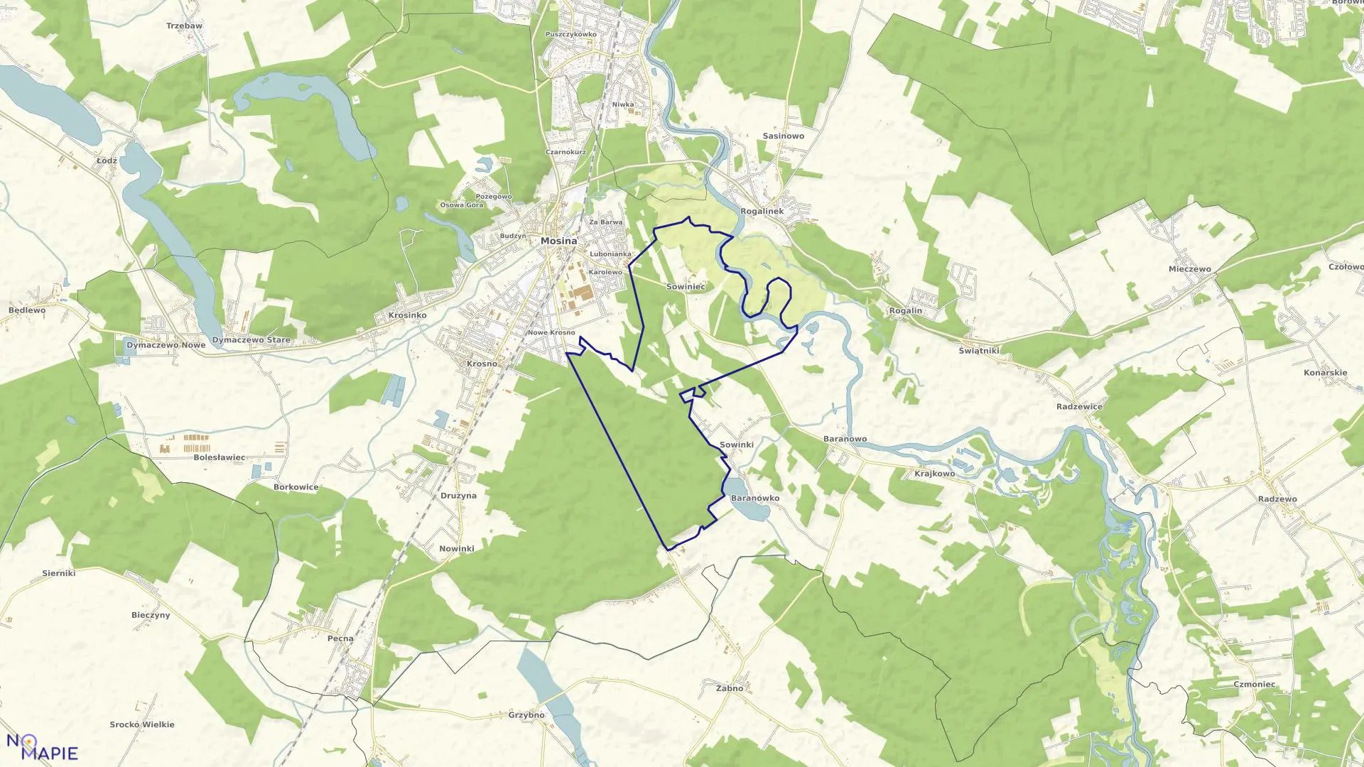 Mapa obrębu SOWINIEC w gminie Mosina